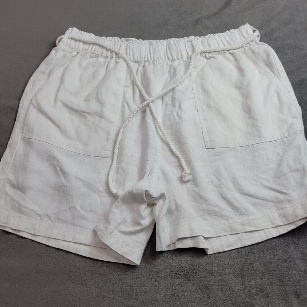Alexander Jordan Shorts Womens Size Large White‎ Linen Drawstring Tie Vacation
